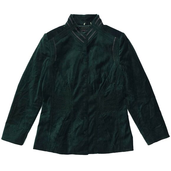 ELIE TAHARI Velvet Leather Military Jacket Boho French Girl Old Money Academia - Picture 8 of 12